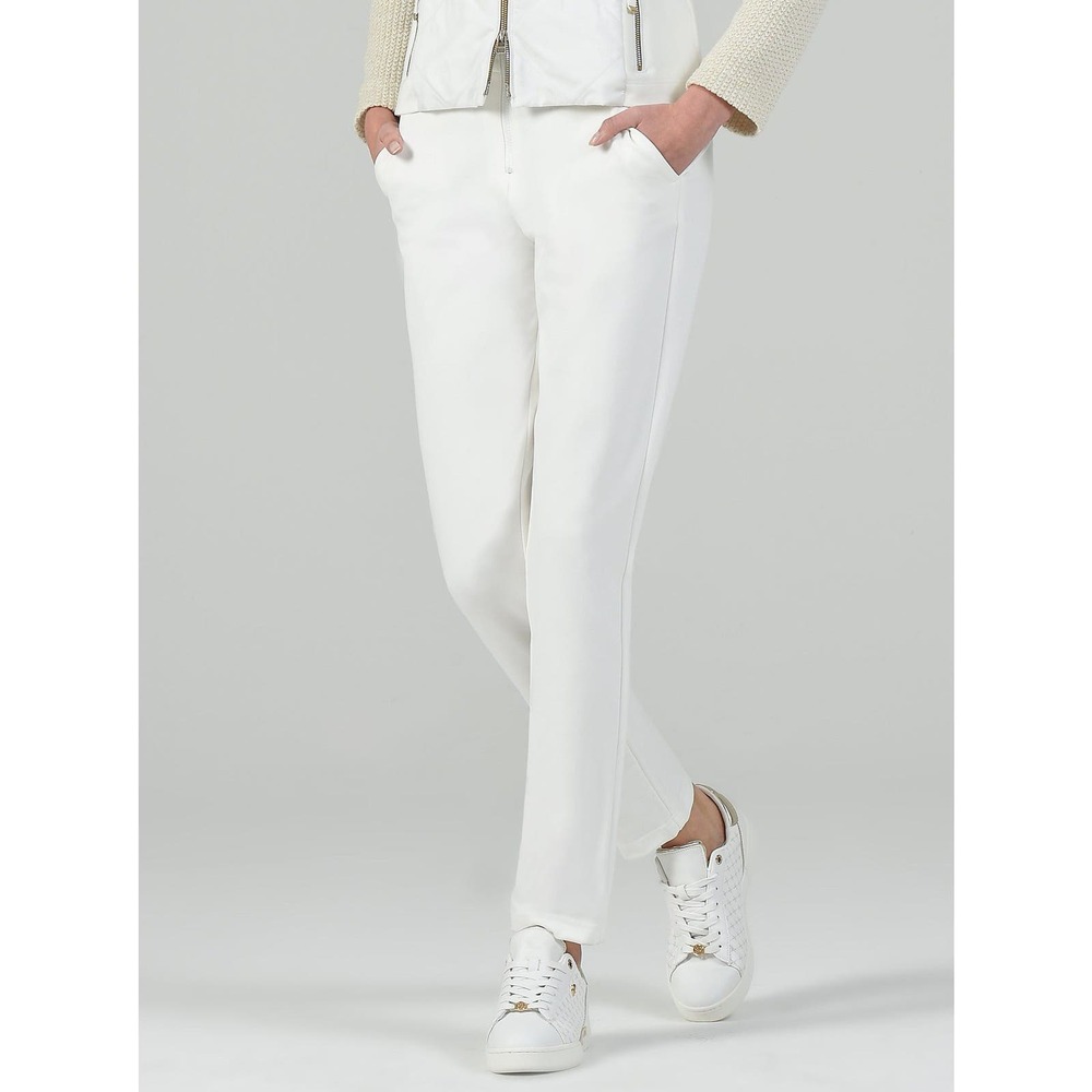Women's White Pull On Athleisure Casual Pants Zip Up Size 12 NWT I'CONA - Picture 3 of 5